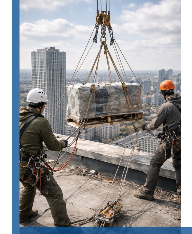Подъем и монтаж крупногабаритных грузов на крышу в Лянторе