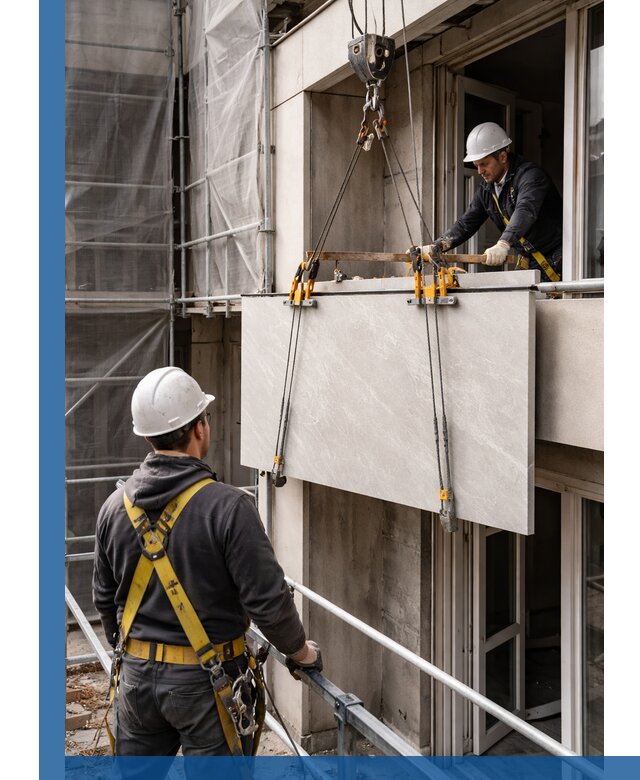 Подъем керамогранита на этаж в Лянторе грузчиками и техникой