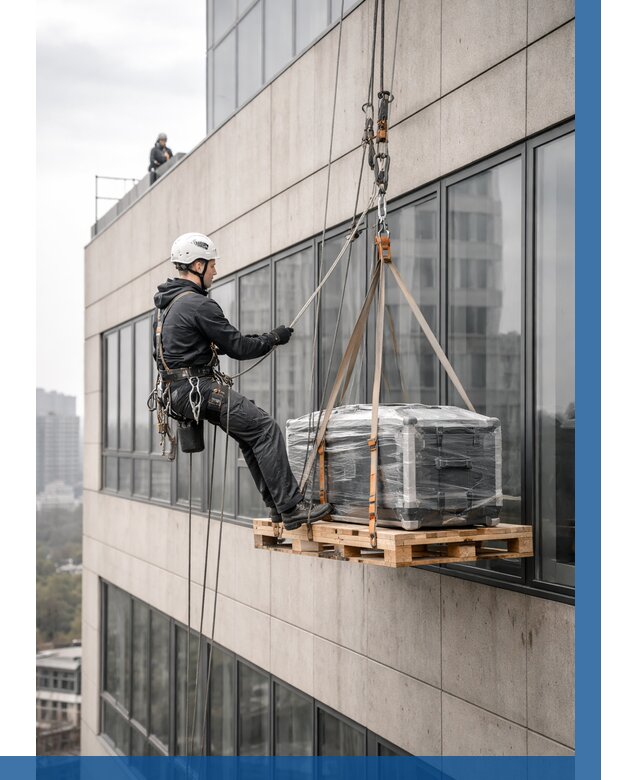 Спуск груза по фасаду в Лянторе от 3583 р. | ВЫСОТНИК-Лнт