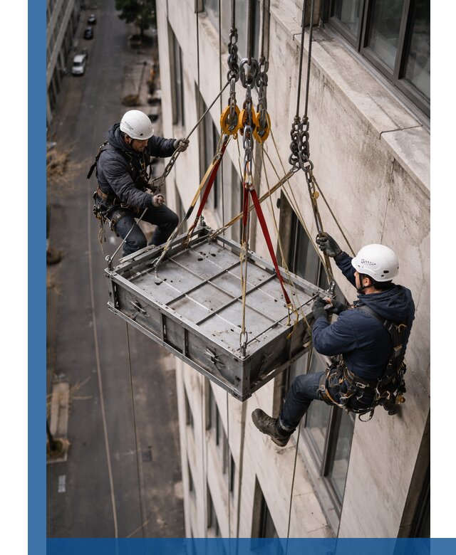 Спуск и подъем грузов по фасаду в Лянторе для зданий