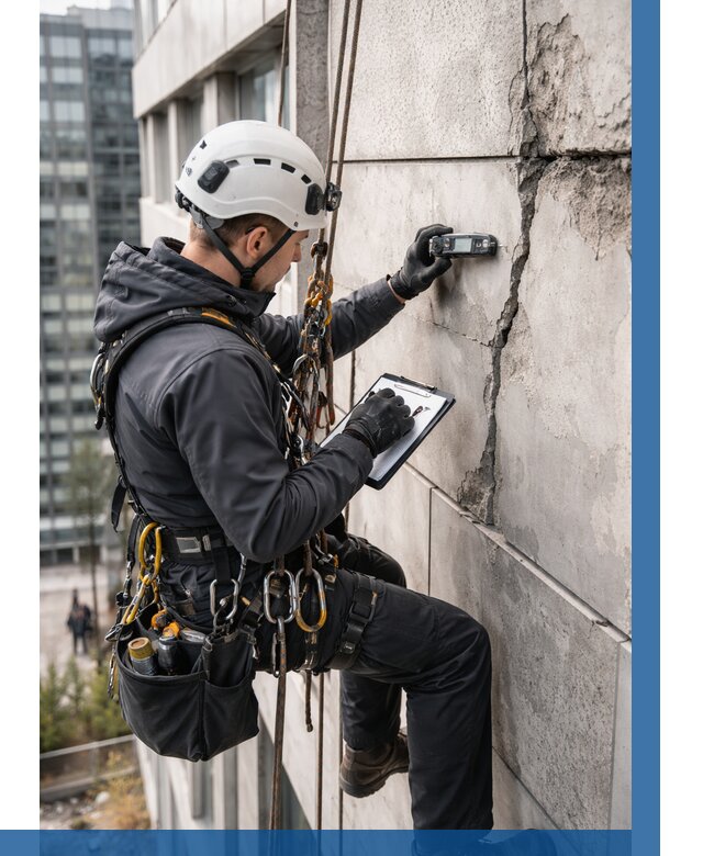 Обследование фасада альпинистами в Лянторе от 123 р. | ВЫСОТНИК-Лнт