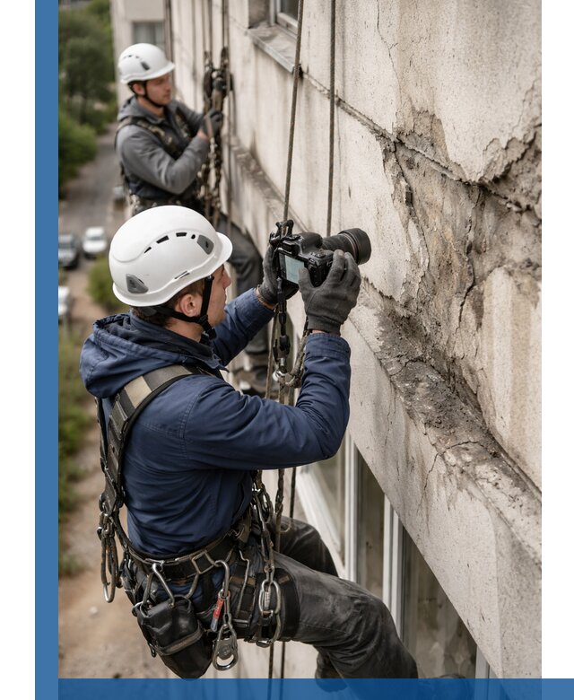 Фотофиксация дефектов фасада с высотной съемкой в Лянторе