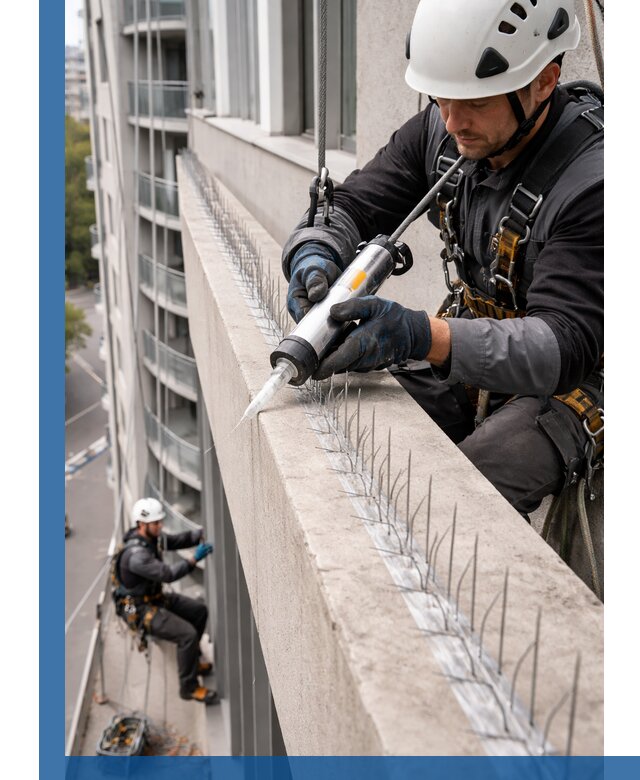 Установка шипов от птиц на фасадах и кровлях в Лянторе